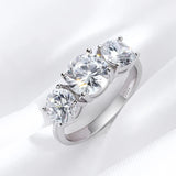 Stunning 18KWGP 3 Stone 4ct/2ct VVS1 D Colour Moissanite Diamonds Silver Ring