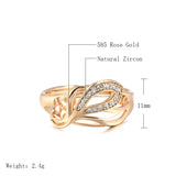 Superb Leaf Shape 14K Rolled Rose Gold Shiny AAA Zircon Diamonds Paved Luxury Design Ring - Fine Jewellery