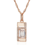 Outstanding Fashion Filled 14K Rose Gold Square AAA Zircon Diamonds Necklace For Women - Luxury Fine Jewellery