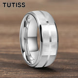 Dome Double Groove Inlaid With Mother Of Pearl Shell  6/8mm Tungsten Ring