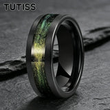Flowing Sand/Green Grass Agate Inlay High Polished Dome 8mm Tungsten Carbide Rings