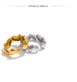 18K Gold Plated Stainless Steel  Heart Love Casting Open Ring Popular Fashion Jewellery