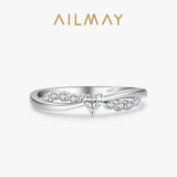Delicate Twisted Crossover 925 Silver Elegant AAAA Lab Created Diamond Ring