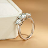 3 Stone 2/4 Carat VVS1 D Colour Moissanite Diamonds Silver Engagement Wedding Ring