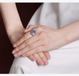 925 Sterling Silver Blue Peacock Design Handmade Rings For Women Fine Jewellery
