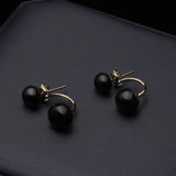 Front-and-Back Ear Jacket Design Multicolour Real Pearls Silver Stud Earrings