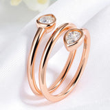 Luxury Pear Cut 4*6mm VVS1 D Colour Moissanite Diamonds Silver Wedding Rings