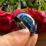Domed Polished Bright Opal 8mm Men Women Tungsten Engagement Wedding Rings