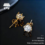 Real Moissanite Earrings 0.5CT 1CT 2CT For Women and Men Fine Jewellery.