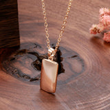 Trendy Elegant Glossy 14K Rolled Rose Gold Square Pendant Necklace For Women - Party Fine Jewellery