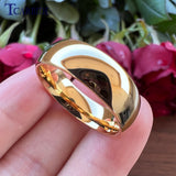 Gold-Color Domed High Polished Finish Tungsten Carbide Men Women Wedding Rings