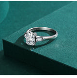 Luxury Rectangle 2 Carat AAAA Lab Created Diamond 925 Sterling Silver Ring