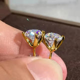 Sparkling 6.5mm1 ct Original D VVS1 Moissanite Diamonds Four Claw Stud Earrings