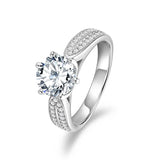 Classic GRA Certified 2CT 3CT Moissanite S925 Silver White Gold Plated Wedding Ring