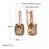14K Gold Filled Grey or Brown Square Zircon Crsytals Drop Earrings Quality Jewellery