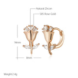 14 Karat Gold Filled Shiny AAA Zircon Diamonds Flower Cute Earrings Vintage Jewellery