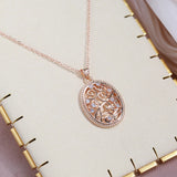 Excellent Hollow Flower 14K Rolled Rose Gold AAA Zircon Diamonds Vintage Style Fine Jewellery Daily Necklace