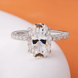 Amazing 4.5CT Oval Cut VVS1 D Colour Moissanite Diamond 18KGP Silver Engagement Ring