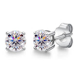 Real 0.1-3CT Moissanite Diamond Stud Earrings Silver Platinum Plated  Fine Jewelry