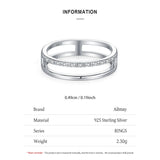 Minimalist Hollow Sterling Silver AAAA Lab Created Diamond Double Layered Ring
