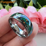 Opal Inlay Domed Polished 8mm Mens Womens Tungsten Engagement Wedding Rings