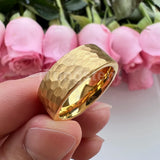 I Love You Stamped 6mm 8mm Tungsten Hammer Ring for Men Women  Comfort Fit