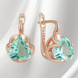 14 Karat Rolled Gold Shiny Light Green Pink Red AAA Zircon Crystal Luxury Earrings