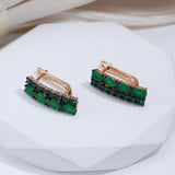 Latest Fashion Rolled 14K Rose Gold AAA Green Opal Zircon Crystal Drop Earrings, Vintage Style Jewellery