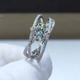 Petite Twisted Vine Design Real 1ct Moissanite Diamonds Rings White Gold Plated Silver Engagement Wedding Jewellery