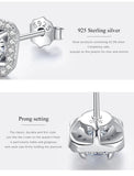 Trendy Fine Unusual Square HaloMoissanite Diamonds Stud Earrings For Women/Men - Sterling Silver Popular Jewellery - The Jewellery Supermarket