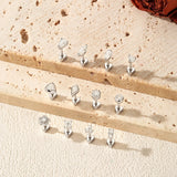 Multi -Styles 925 Silver Geometric Moissanite Heart Screw Stud Helix Earrings