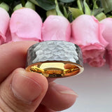 I Love You Stamped 6mm 8mm Tungsten Hammer Ring for Men Women  Comfort Fit