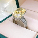 Excellent Luxury Silver Crushed Ice Cut 14CT AAAAA High Carbon Lab Created Sapphire Citrine Gemstone Big Rings - The Jewellery Supermarket