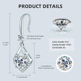 Marvelous 2.0ct VVS1 Moissanite Drop Hook Earrings - Dangle Earrings for Special Occasions Fine Jewellery - The Jewellery Supermarket