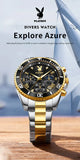 PLAYBOY Casual Business New Original Stainless Steel Multifunction Waterproof Luxury Quartz Men's Watches
