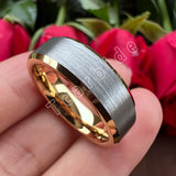 Multicolours Beveled Brushed 6m/8mm Classic Tungsten Wedding Rings for Men Women
