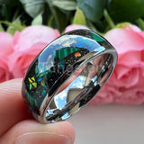 Opal Inlay Domed Polished 8mm Mens Womens Tungsten Engagement Wedding Rings