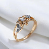 Popular Vintage Design Luxury 14K Filled Rose Gold, Silver Plated Flower AAA Zircon Crystals  Jewelry Rings