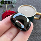 New Arrival Black Blue Domed Polished Finish Tungsten Carbide  Men Women Wedding 6MM/8MM Rings - The Jewellery Supermarket