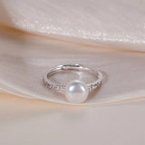 Vintage Greek Key Pattern Elegant Freshwater Pearl 925 Silver Ring