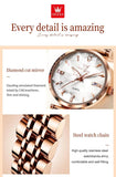 Elegant Luxury Zircon Diamond Rose Gold Colour Stainless Steel Waterproof Date Ladies Dress Wristwatches, Ideal Gift