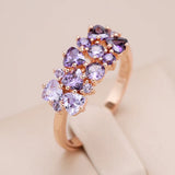 14 Karat Rolled Gold Shiny Purple AAA Zircon Crystals Fine Jewellery Trendy Rings