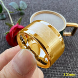 New Arrival 10MM Polished Brushed Flat Tungsten Comfort Fit Wedding Rings for Men and Women - The Jewellery Supermarket