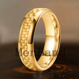 Carbon Fiber Inlay 4/6/8mm Gold Tungsten Engagement Wedding Rings for Men Women