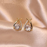 New Arrival 0.5ct Moissanite Diamonds Drop Fishtail Cross Piercing Silver Stud Earrings, Trendy Women's Jewellery - The Jewellery Supermarket