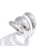 18K Gold Plated Glossy Stainless Steel Layered Hollow Distinctive Geometric Open Ring