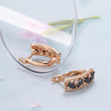 Fashion Vintage Design Square 14K Rolled Rose Gold AAA Black Zircon Crystals Stud Luxury Earrings - Fine Jewellery