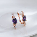 14K Rolled Gold Shiny Purple AAA Zircon Diamonds Drop Earrings For Women Fine Jewellery