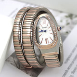 Unique Snake Shaped Design Bracelet Gold Silver Colour Women Quartz Watches - Luxury Bangle Watches Perfect Gifts