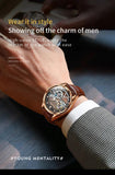 Luxury Brand New Fashion Original Skeleton Leather Strap Automatic Mechanical Wrist Watches for Men